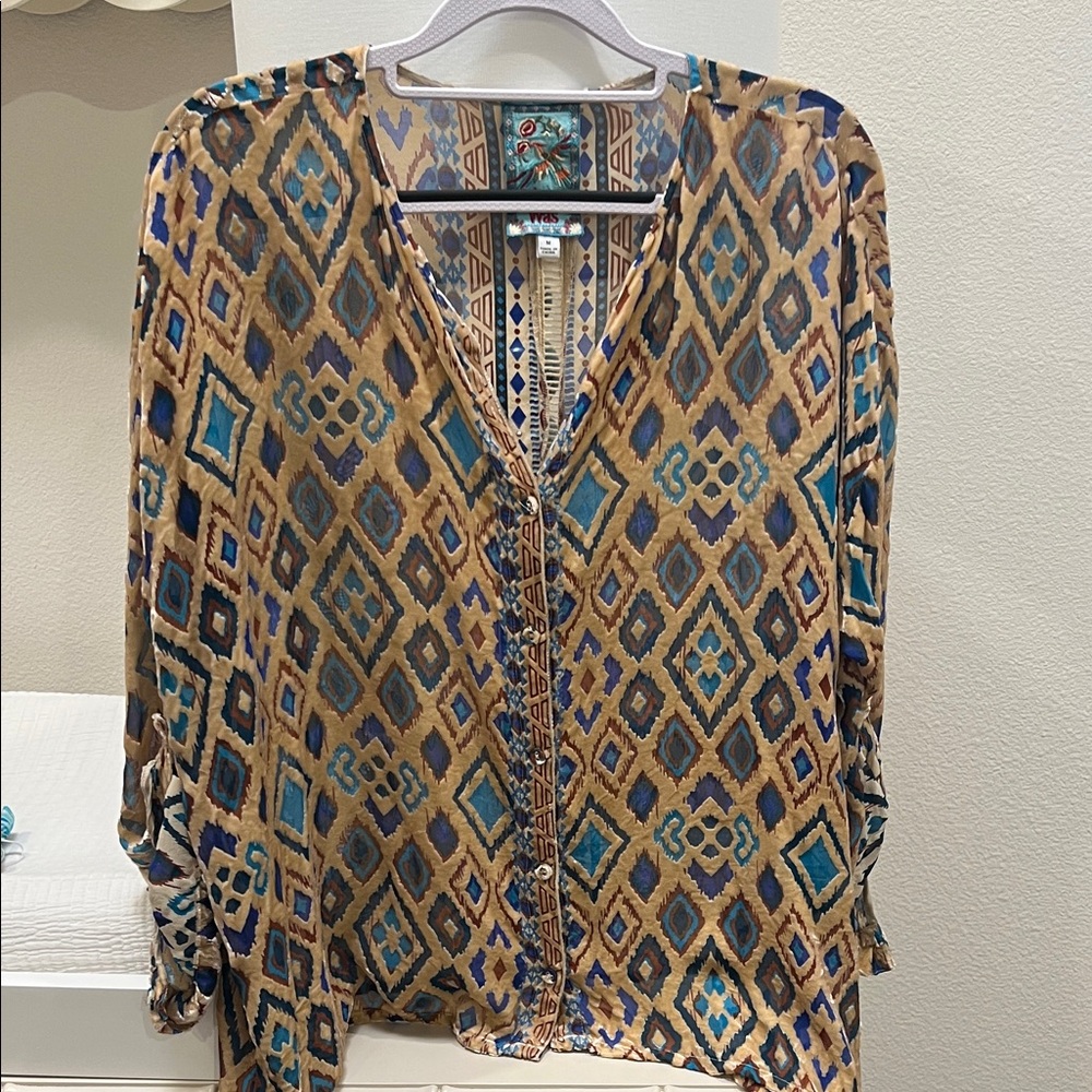 Johnny Was Burnout Velvet Blouse
